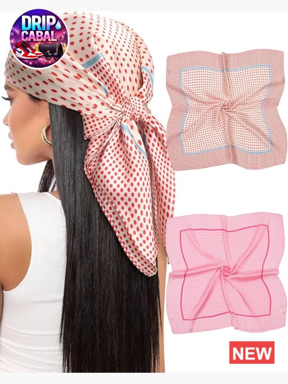 Satin Head Scarf for Women Like Silk Hair Scarf Bandanas 27.5 in 2 Pack